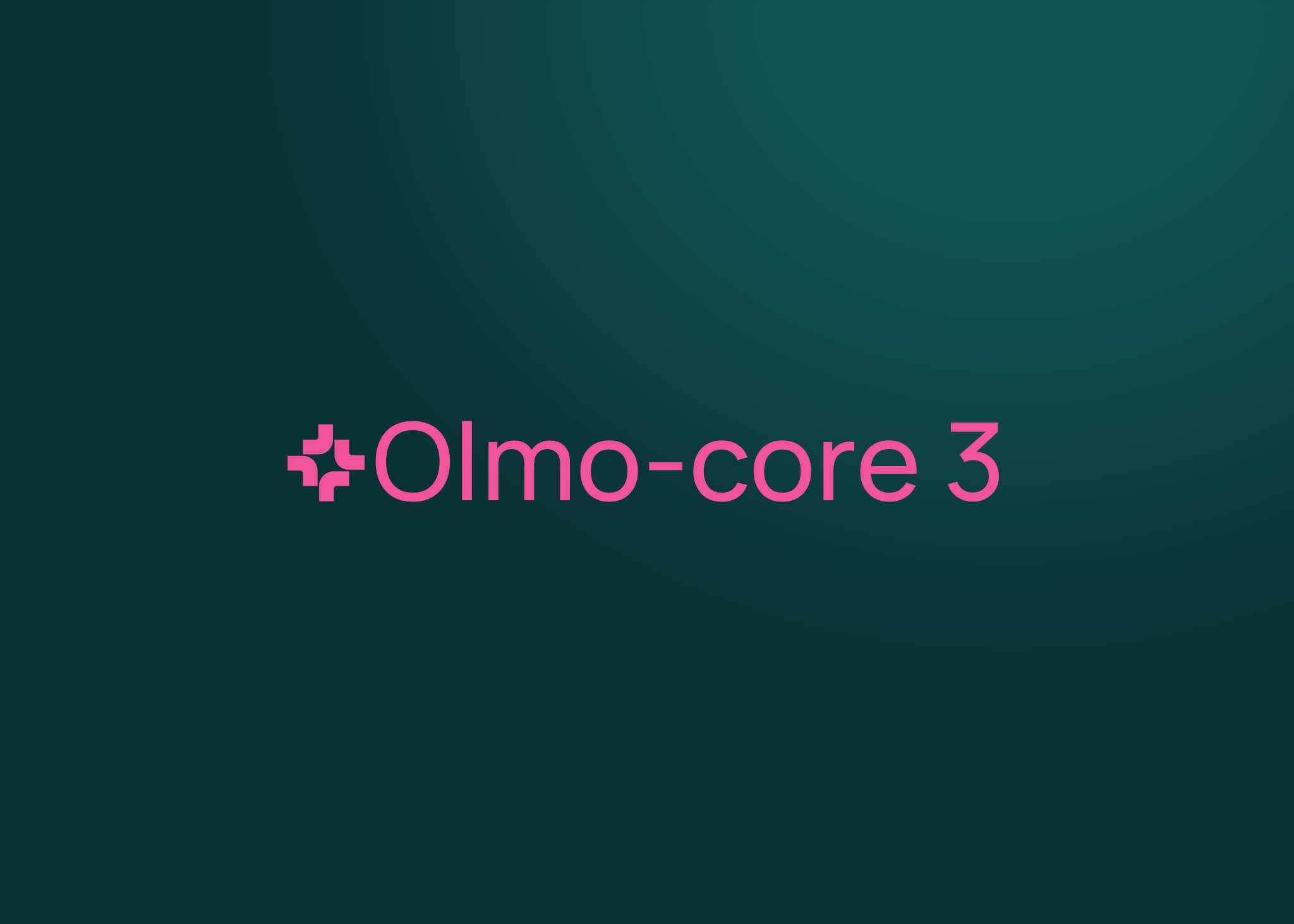 짙은 녹색 배경에 분홍색으로 표시한 Olmo-core 3 제품명