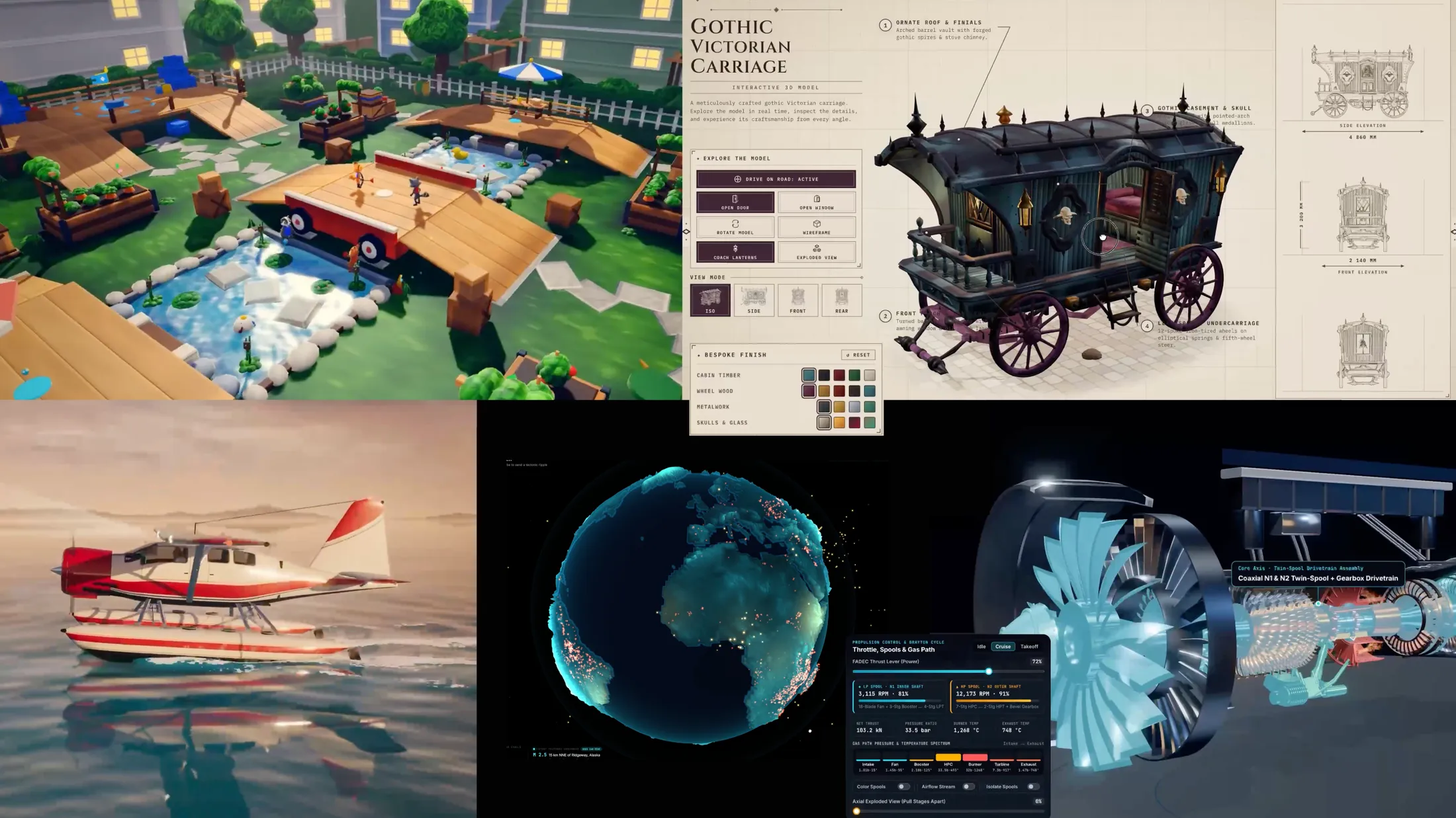 Collage showing five builds with Gemini 4 Argon