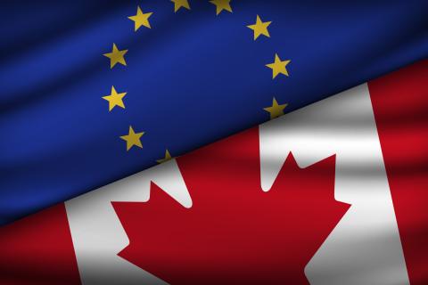 The EU flag next to the Canadian one.
